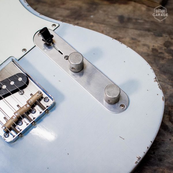 Partcaster Guitare Garage Telecaster Sonic Blue Faded Light Relic avec micros Lollar vintage et Royal T