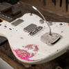 Partcaster Guitare Garage Jazzmaster Omypic White over Pink Paisley Relic Matching Headstock