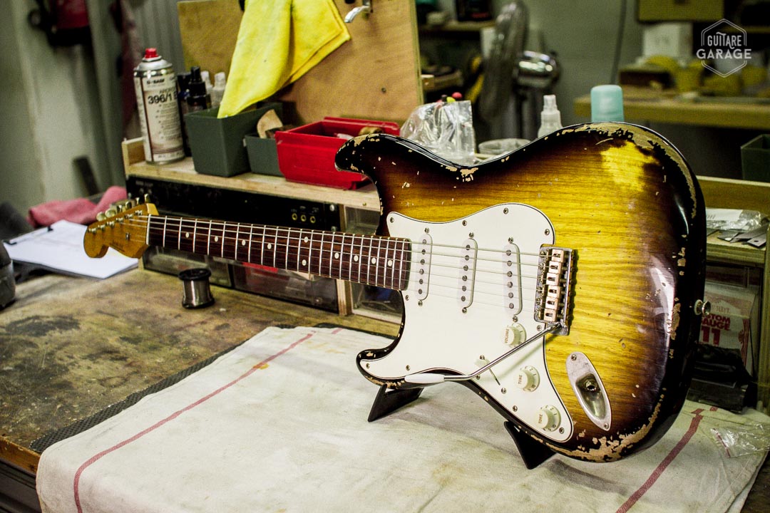 Partcaster Stratocaster Sunburst Relic Lefty by Guitare Garage