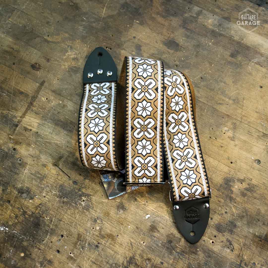 Sangle Vintage Guitare Garage Greenwich Beige