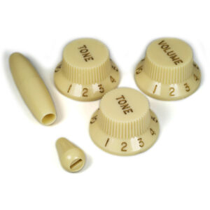 Set de boutons de potards pour Stratocaster - Crème / Ecriture Dorée