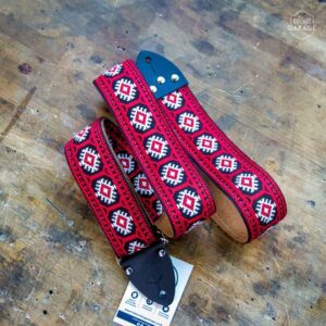 Sangle Vintage Guitare Garage Rouge Motif Pillars