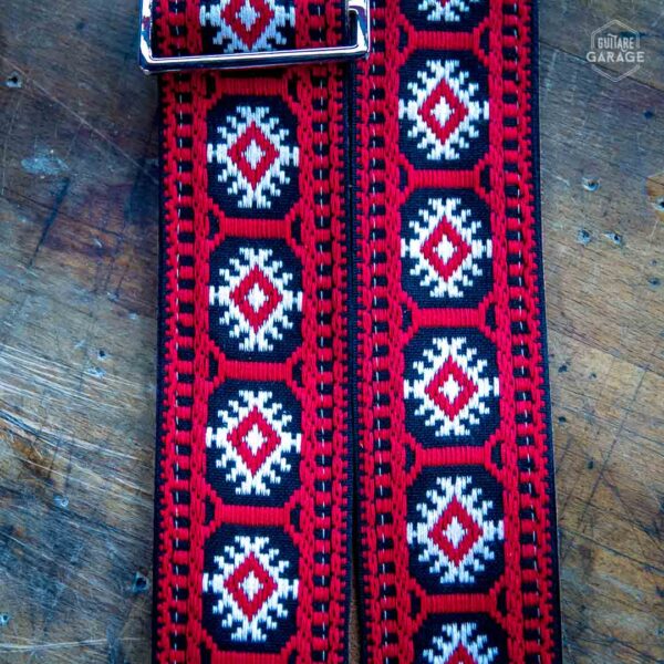 Sangle Vintage Guitare Garage Rouge Motif Pillars