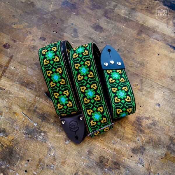 Sangle Vintage Guitare Garage Verte Motif Filmore