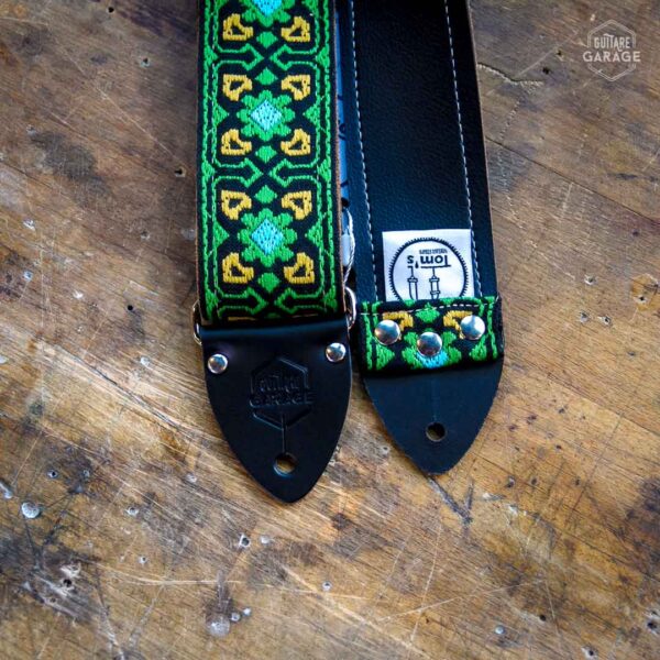 Sangle Vintage Guitare Garage Verte Motif Filmore