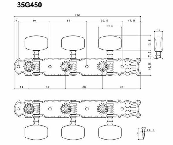 Mécaniques Lyre Gotoh 35G450 Nickel 3x3 Boutons Nacre – Image 2