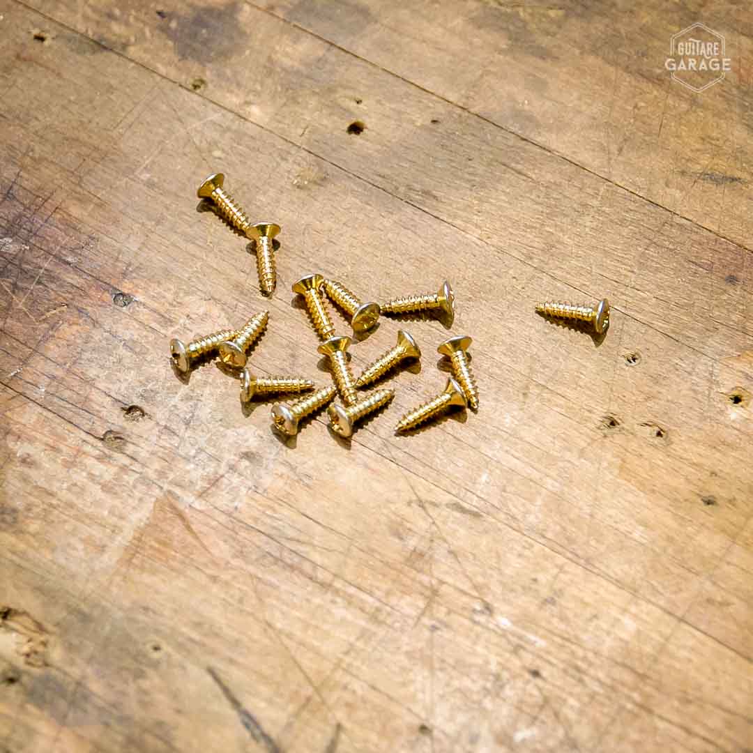 Lot de vis de pickguard Gold Style Fender Vintage Relic By Guitare Garage