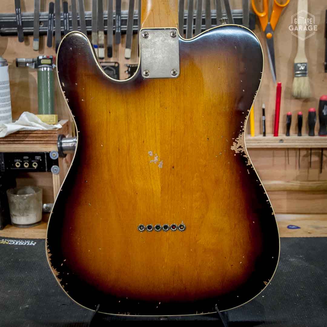 Guitare Garage Modèle T Sunburst 2 Tons Relic Bindings Blancs Micros Lollar Special T