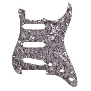 PICKGUARD FENDER® POUR STRATOCASTER SSS MODERNE 11 TROUS BLACK MOTO 4 PLIS