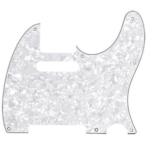 PICKGUARD FENDER® POUR TELECASTER® MODERNE WHITE PEARL 4 PLIS 8 TROUS