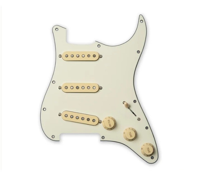 Pickguard pré-câblé Tonerider pour stratocaster avec micros "Classic Blues" finition Aged White